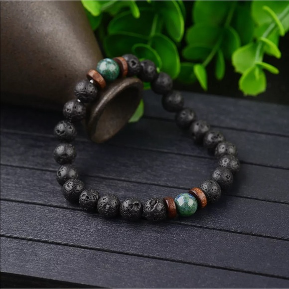 Lava stone and azurite Mala style bracelet - Picture 4 of 4